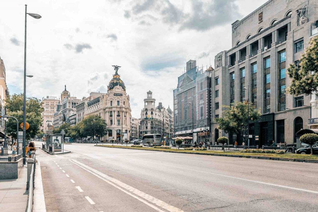 Street level view of Madrid, Spain